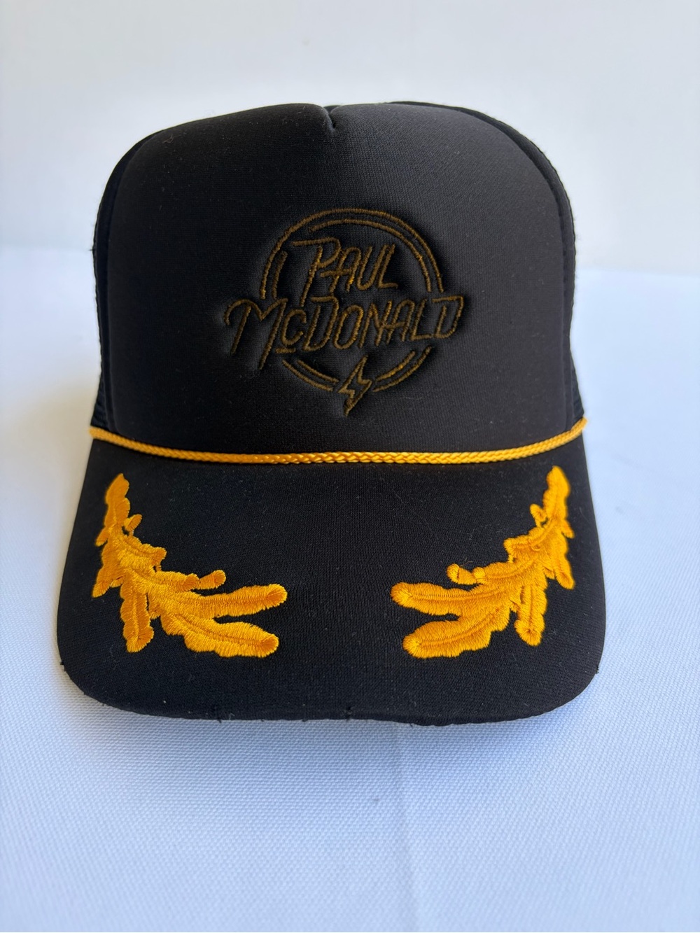 Black and Gold Embroidered Trucker Cap